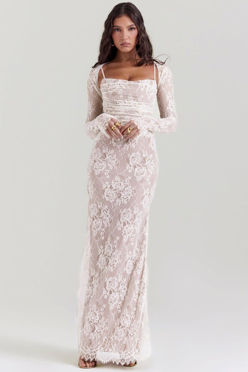FLORAL MAXI DRESS WITH SHOULDER DETAILS FOR WOMEN