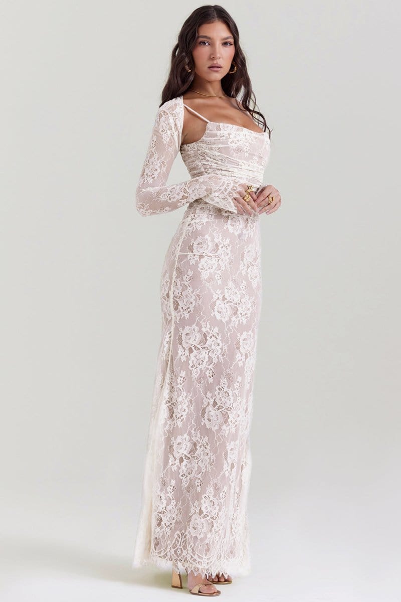 FLORAL MAXI DRESS WITH SHOULDER DETAILS FOR WOMEN