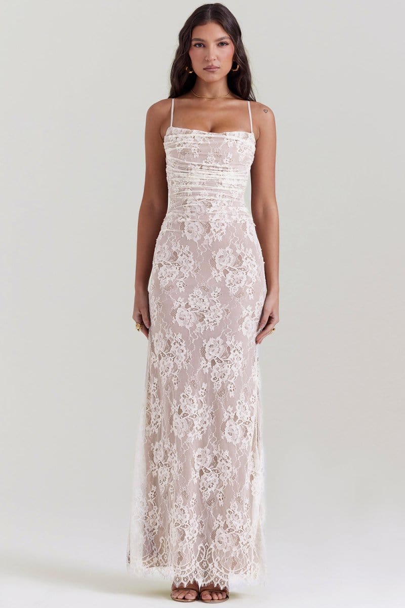 FLORAL MAXI DRESS WITH SHOULDER DETAILS FOR WOMEN