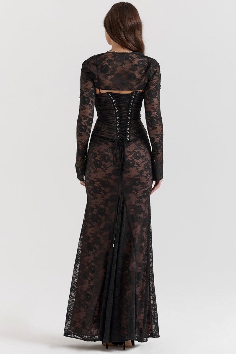 FLORAL MAXI DRESS WITH SHOULDER DETAILS FOR WOMEN