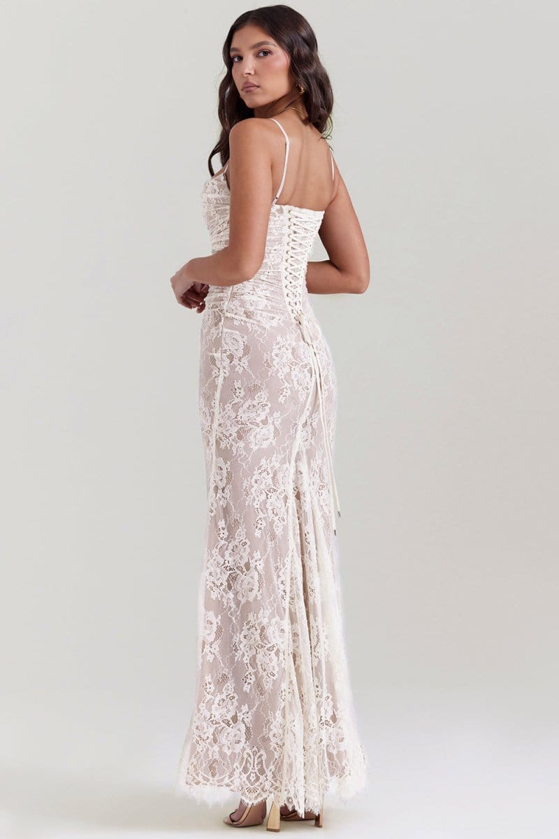 FLORAL MAXI DRESS WITH SHOULDER DETAILS FOR WOMEN