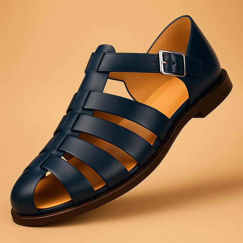 WOMEN'S LEATHER FISHERMAN SANDALS WITH BUCKLE STRAP