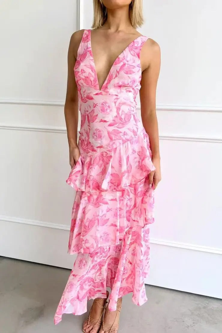 Women's Chiffon Tiered Maxi Dress For Summer