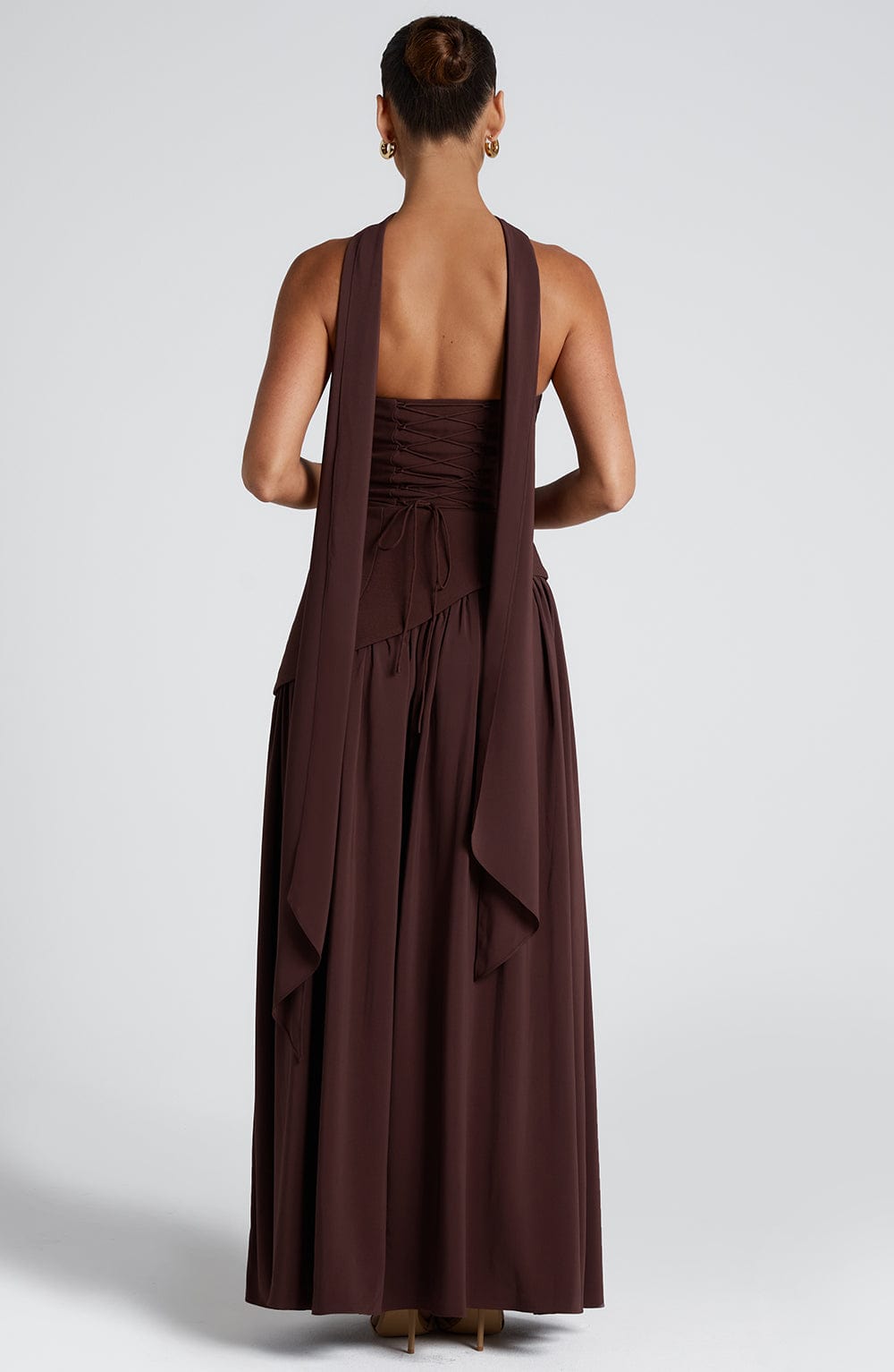 LIGHTWEIGHT HALTER MAXI DRESS WITH SIDE CUT