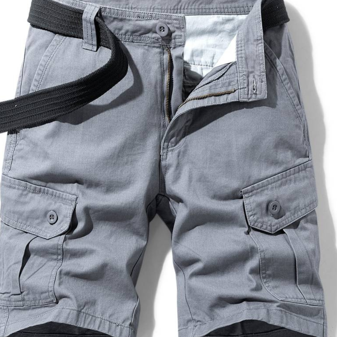 Men's Cotton Blend Cargo Shorts With Multi-pocket Design