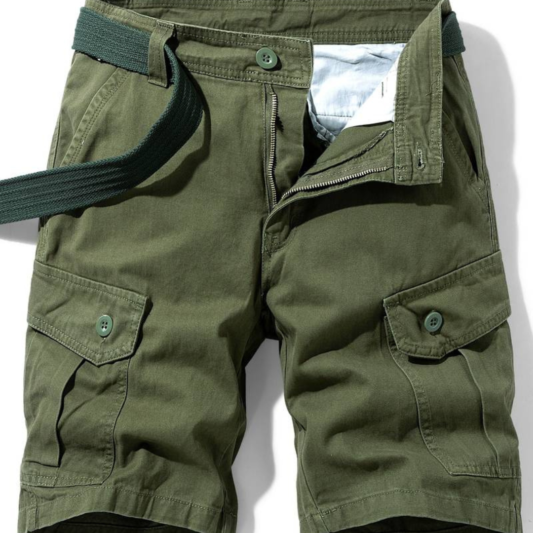 Men's Cotton Blend Cargo Shorts With Multi-pocket Design