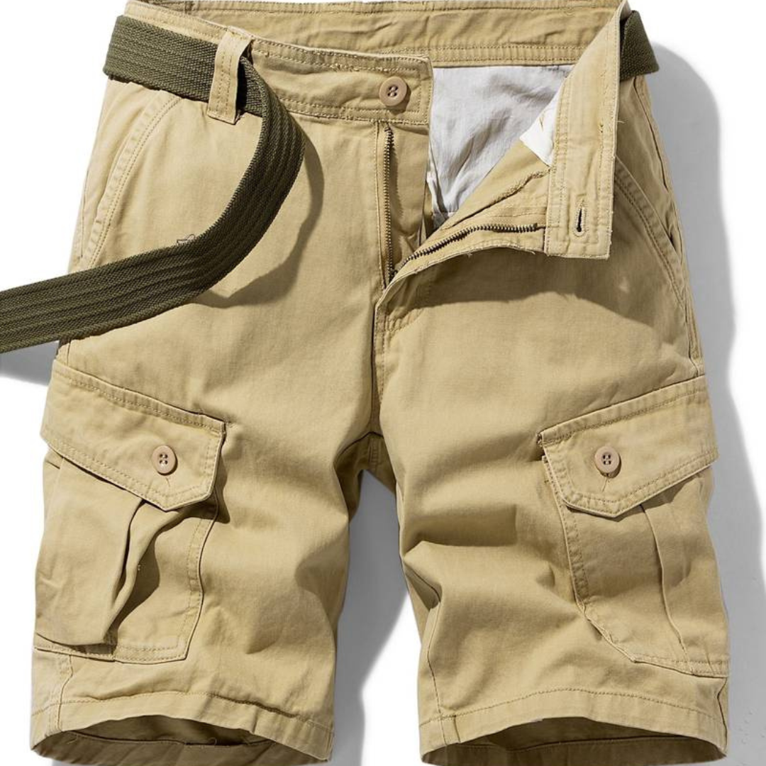 Men's Cotton Blend Cargo Shorts With Multi-pocket Design