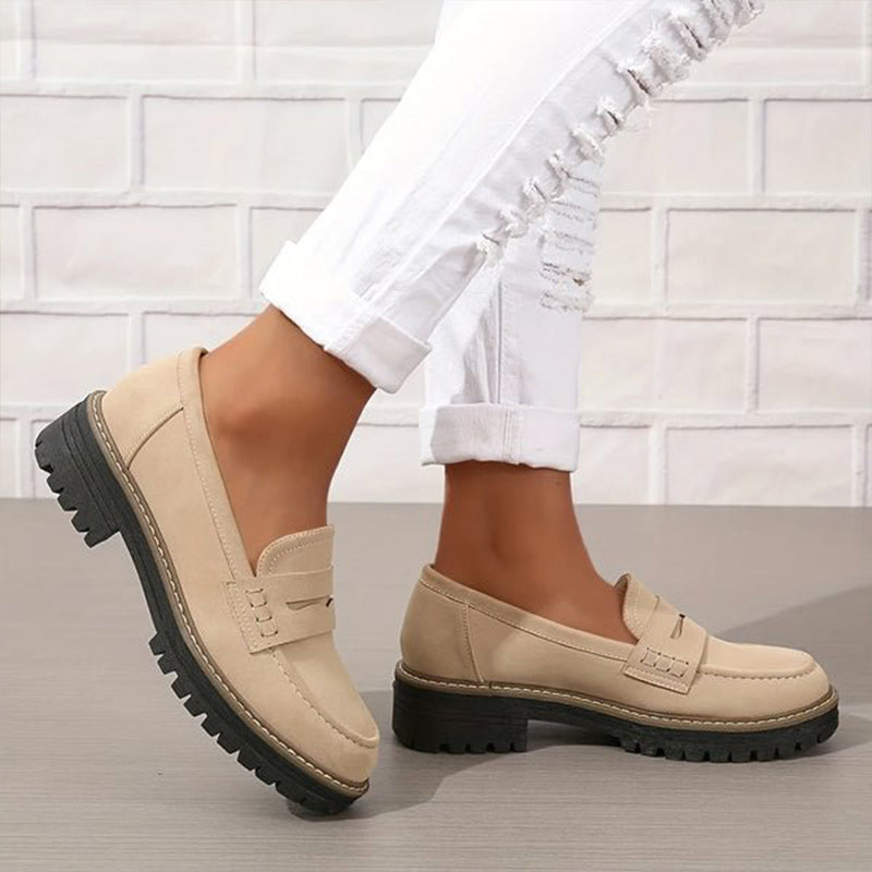 Women's Chunky Loafers With Non-slip Sole And Round Toe
