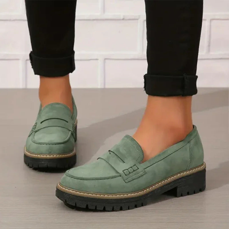 Women's Chunky Loafers With Non-slip Sole And Round Toe