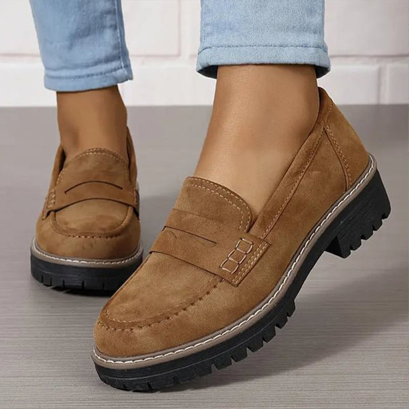Women's Chunky Loafers With Non-slip Sole And Round Toe