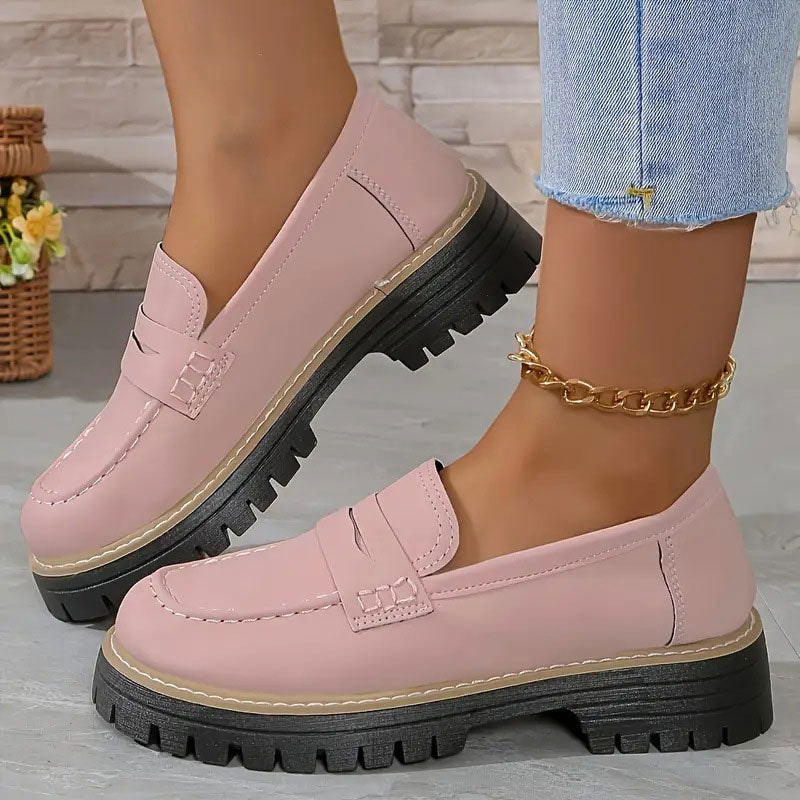 Women's Chunky Loafers With Non-slip Sole And Round Toe