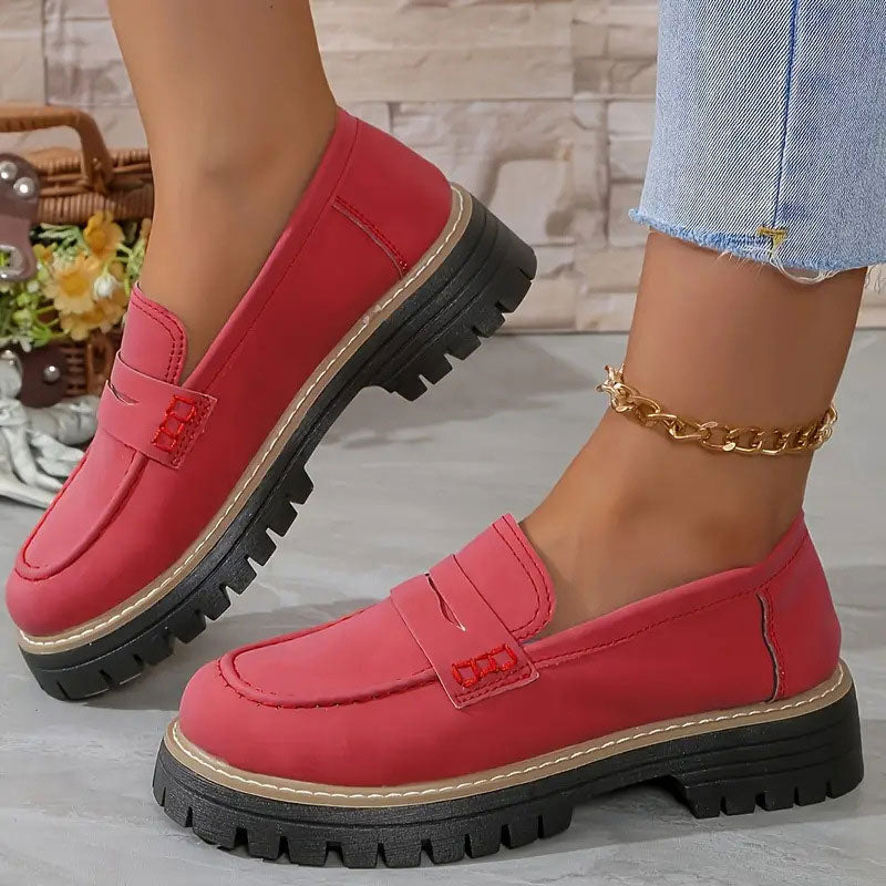 Women's Chunky Loafers With Non-slip Sole And Round Toe