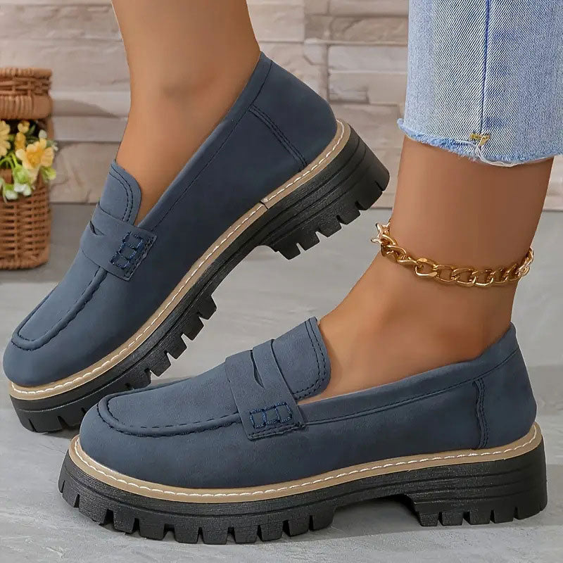 Women's Chunky Loafers With Non-slip Sole And Round Toe