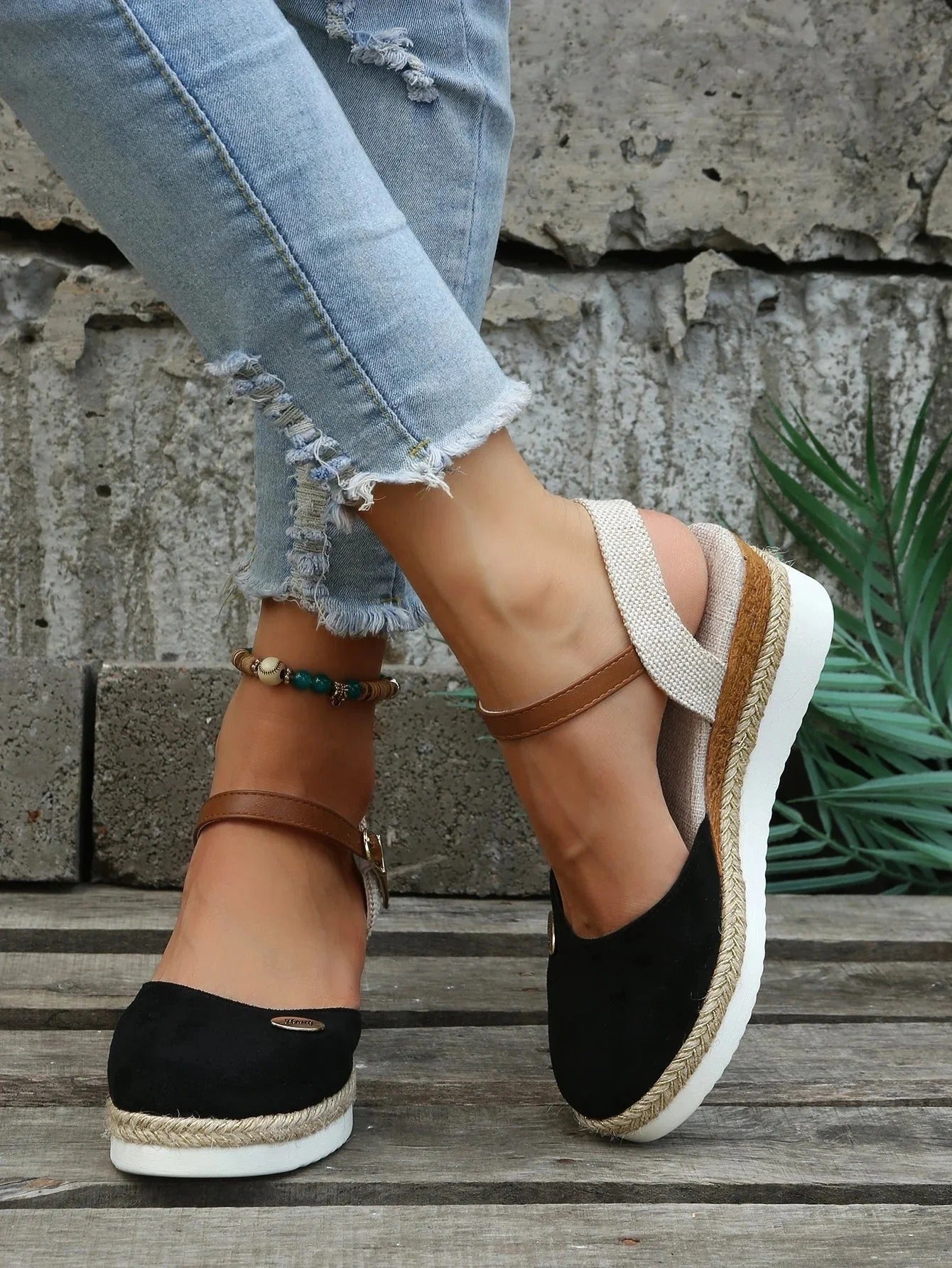 Women's Espadrille Wedge Sandals With Ankle Strap