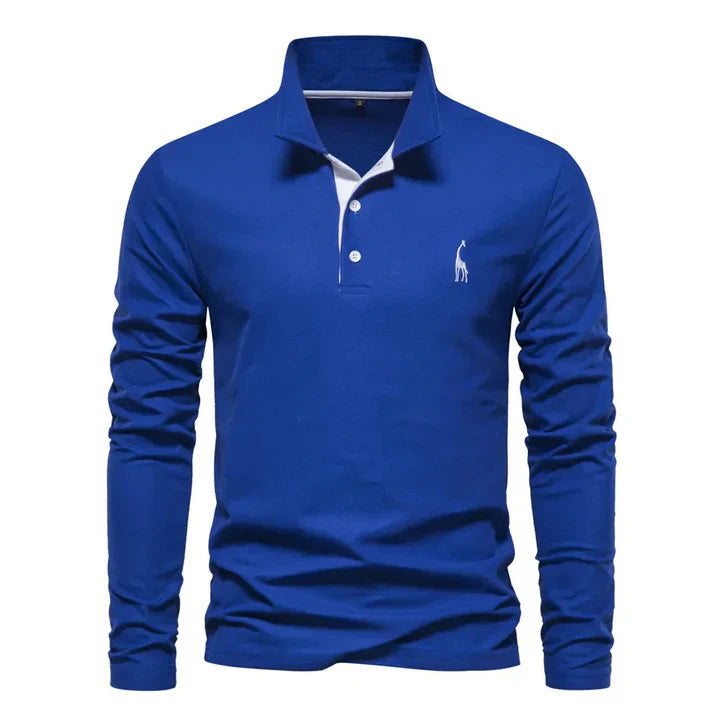 Men's Casual Long-sleeve Polo Shirt With Button Placket