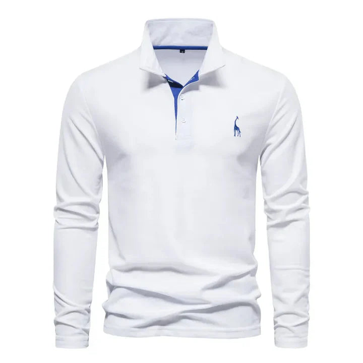 Men's Casual Long-sleeve Polo Shirt With Button Placket