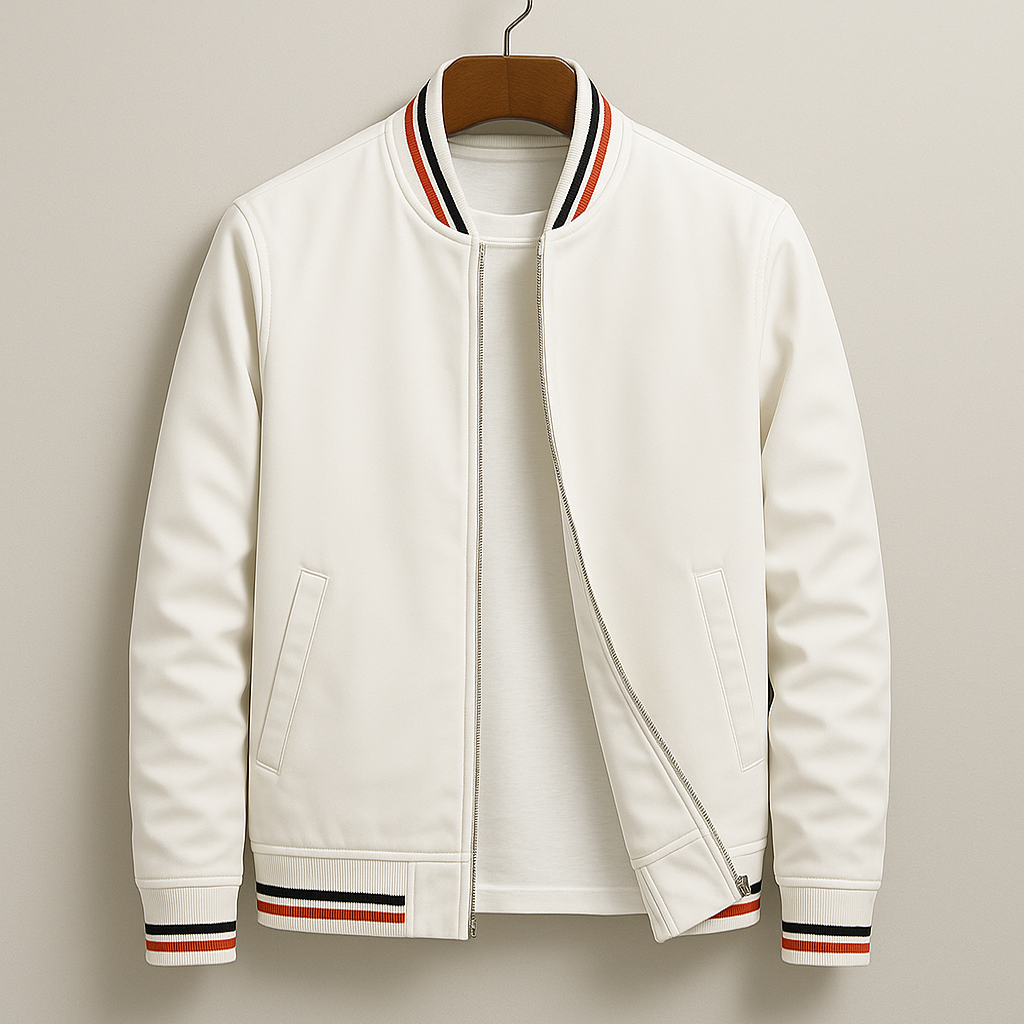 Men's Lightweight Zip-up Bomber Jacket With Ribbed Trim