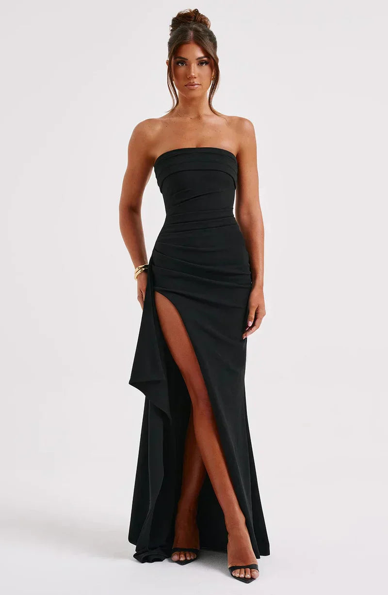 Women's Strapless Formal Maxi Dress With Side Slit