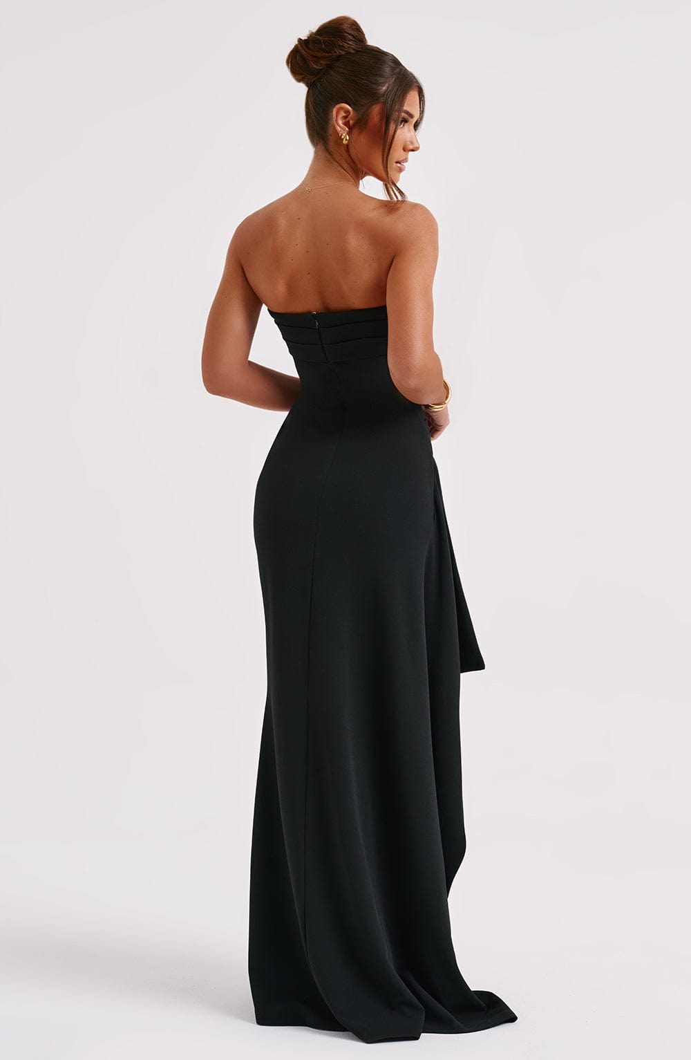 Women's Strapless Evening Maxi Dress With Thigh Slit
