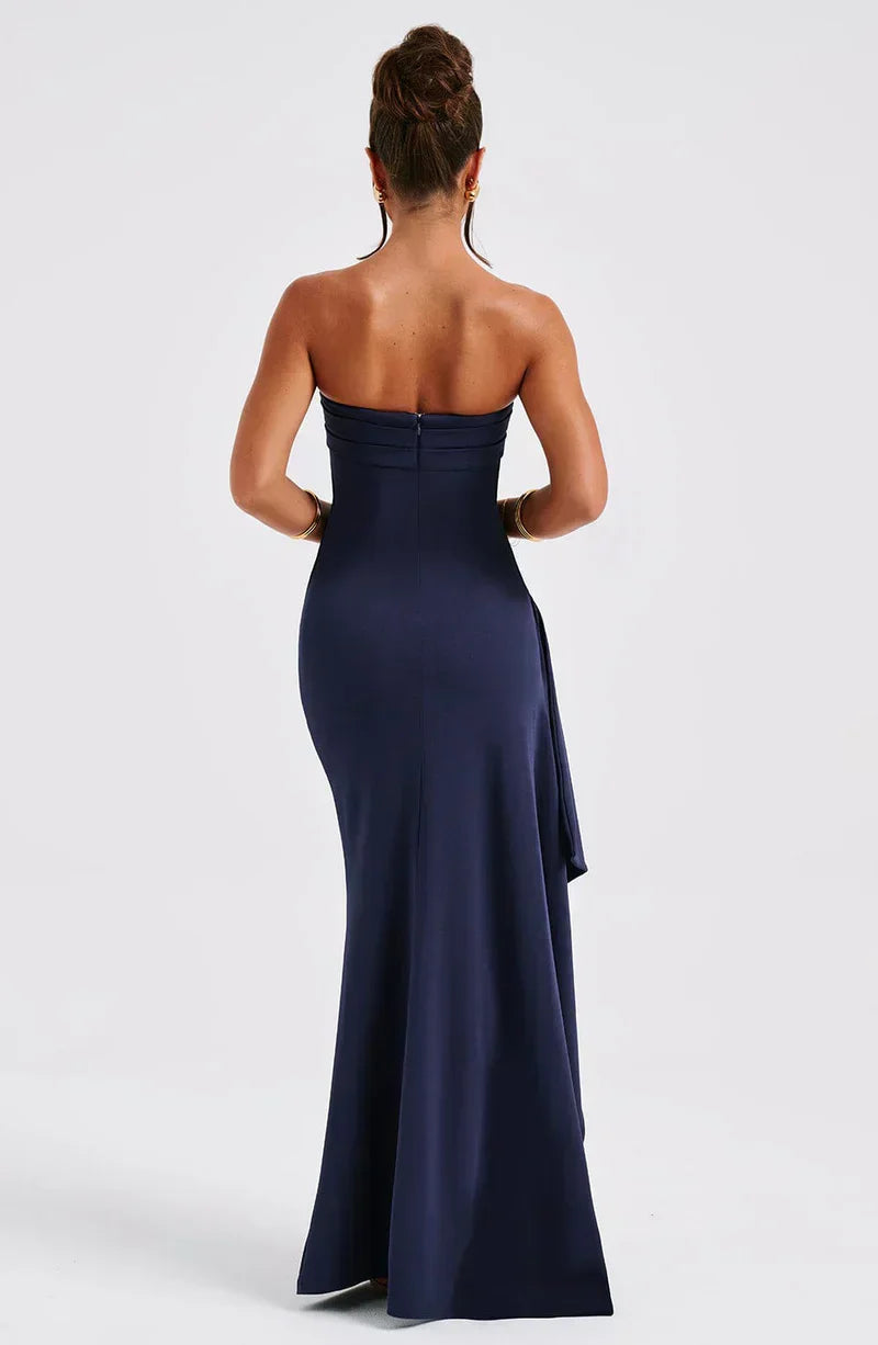 Women's Strapless Formal Maxi Dress With Side Slit