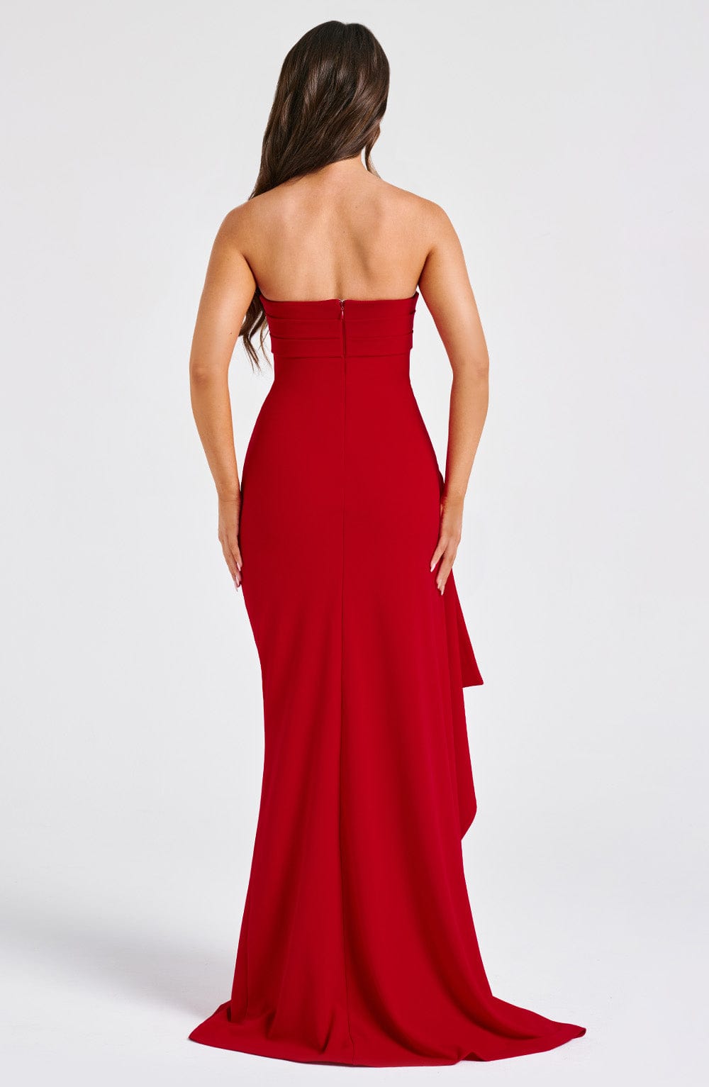 Women's Strapless Evening Maxi Dress With Thigh Slit