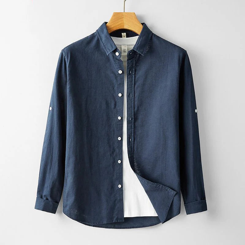 MEN'S LINEN LONG SLEEVE SHIRT WITH BUTTON DOWN FRONT