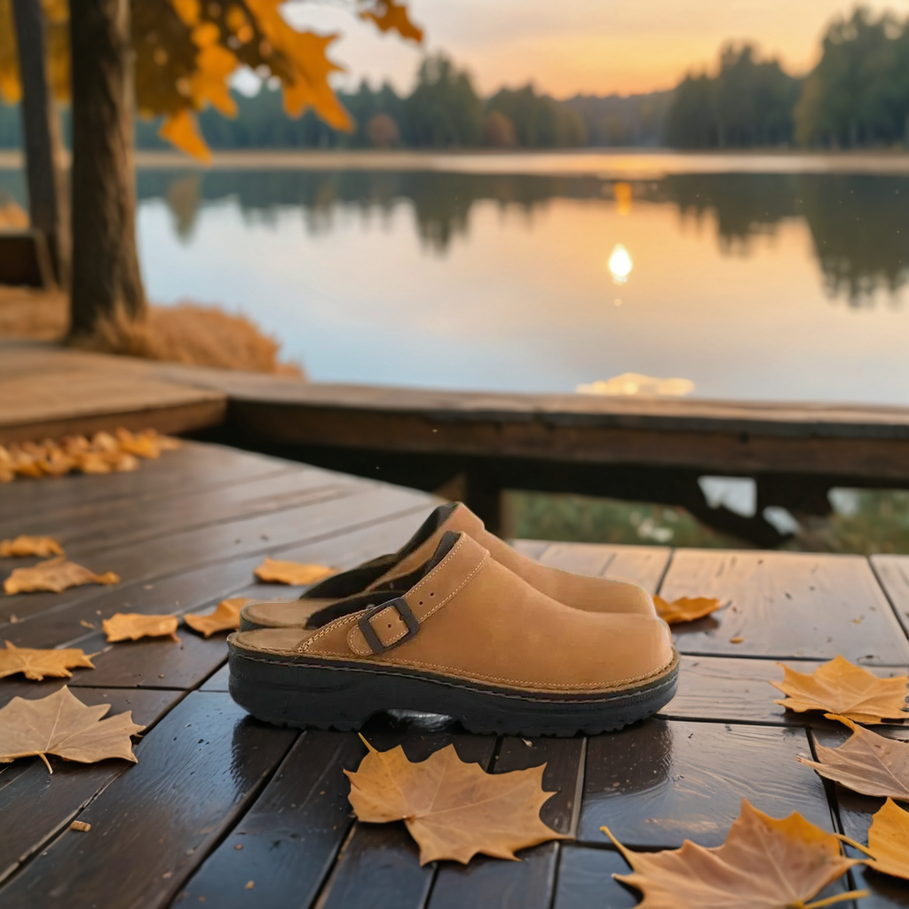 Women's Orthopaedic Leather Slippers With Buckle Strap