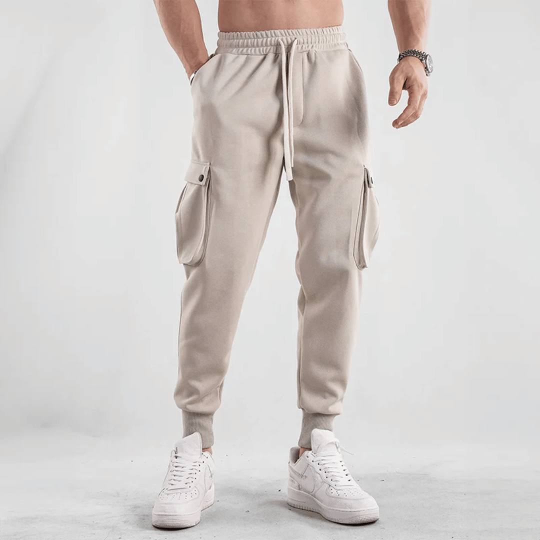 Men's Street Style Cargo Joggers With Elastic Waistband