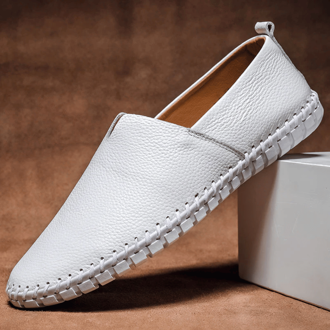 Men's Slip-on Leather Loafers With Stitched Sole