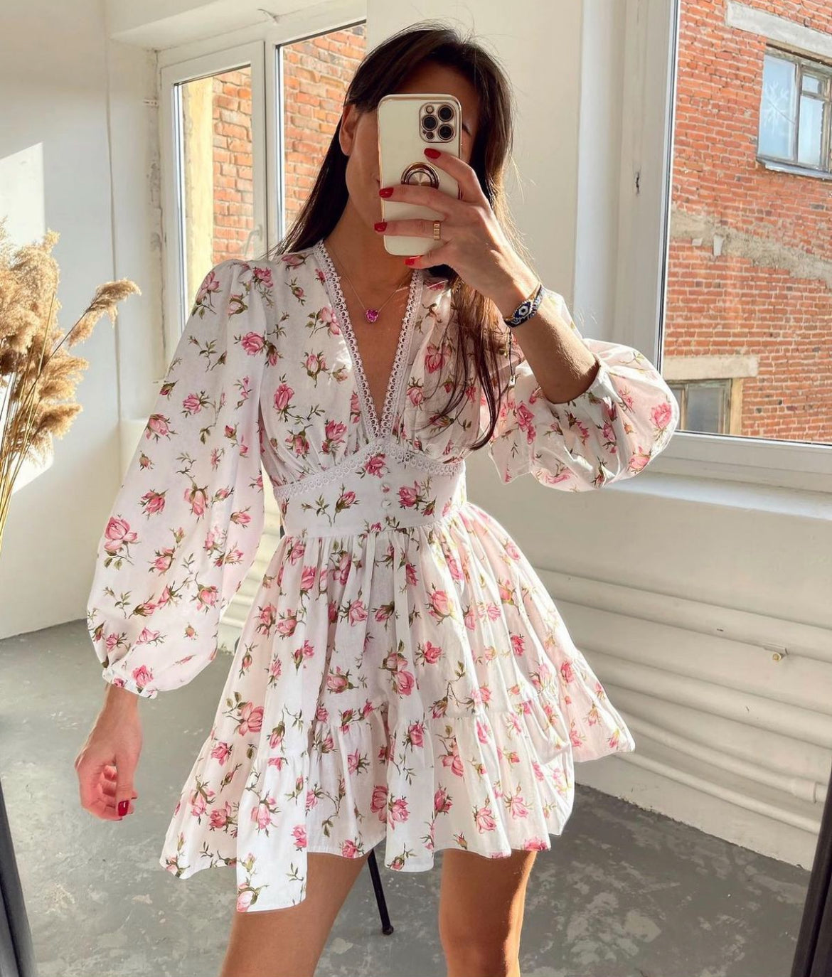 STYLISH FLORAL MINI SUMMER DRESS FOR WOMEN