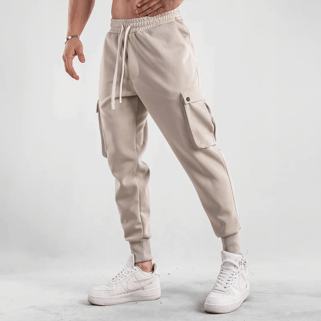 Men's Street Style Cargo Joggers With Elastic Waistband