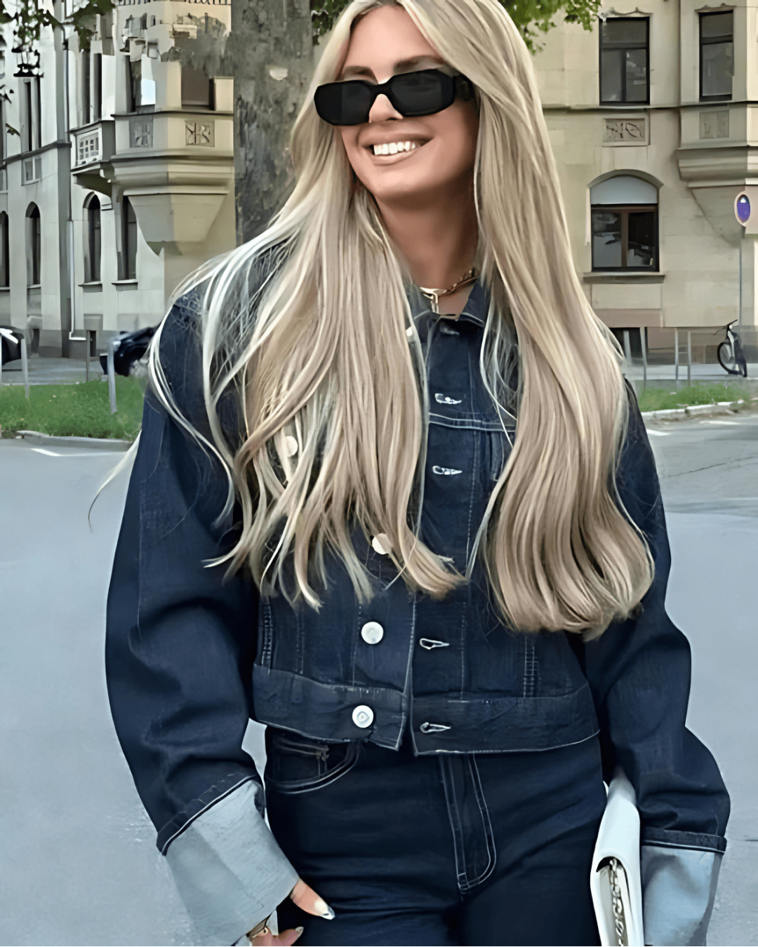 DENIM CO-ORD SET WITH LONG SLEEVES AND COLLAR FOR WOMEN