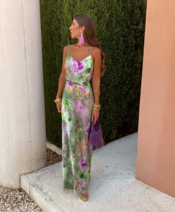VIBRANT HALO-DYE PRINT MAXI DRESS WITH DETACHABLE SCARF