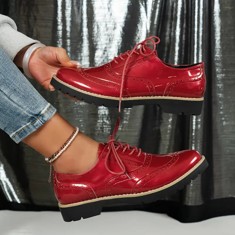 PATENT LEATHER OXFORD SHOES FOR  WOMEN