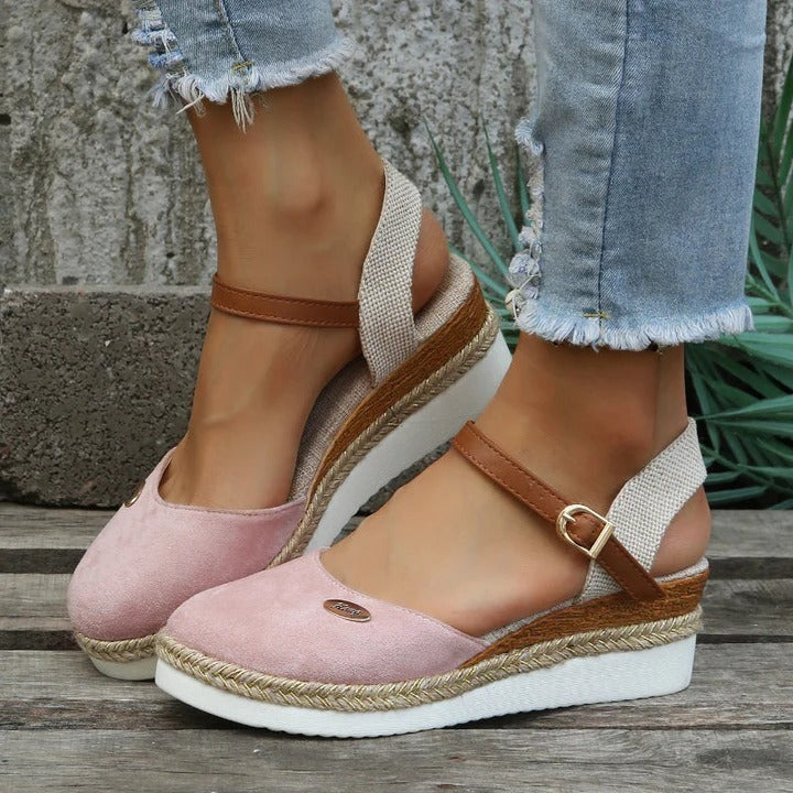Women's Espadrille Wedge Sandals With Ankle Strap