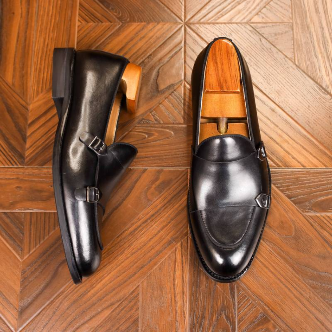 Men's Two-tone Leather Loafers With Buckle Detail