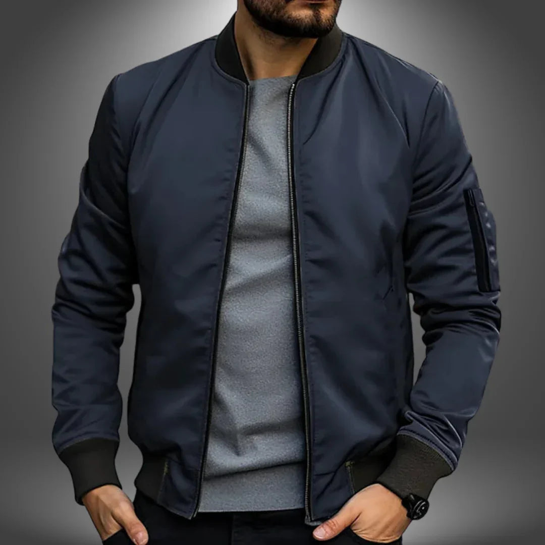 Men's Lightweight Bomber Jacket With Zip Front