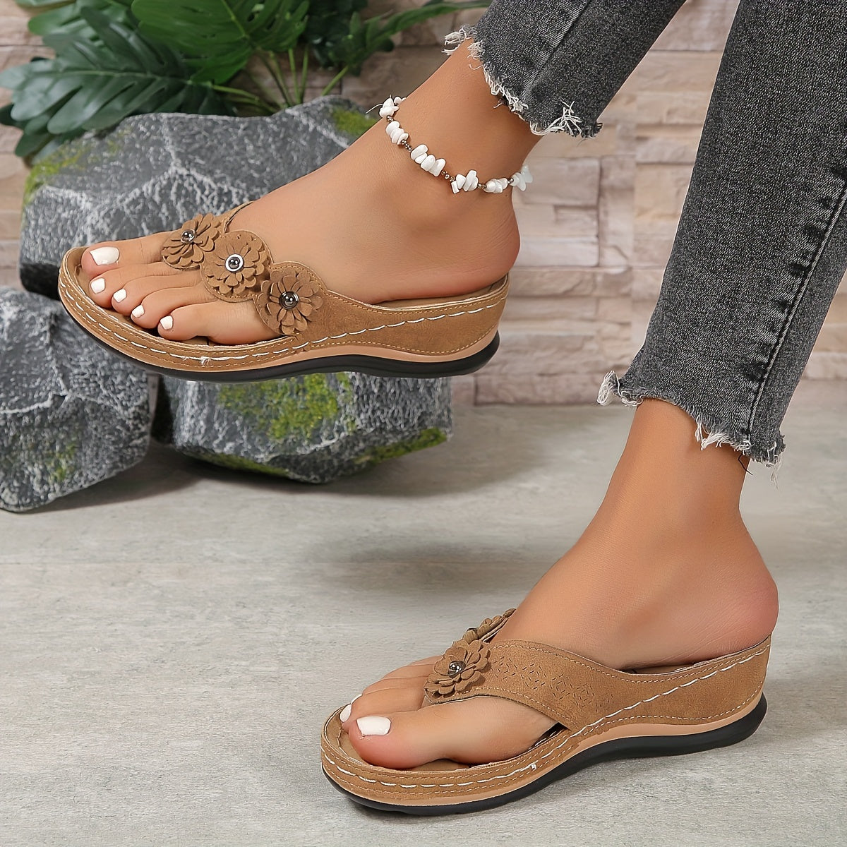 Women's Floral Orthopedic Sandals With Comfortable Wedge Sole