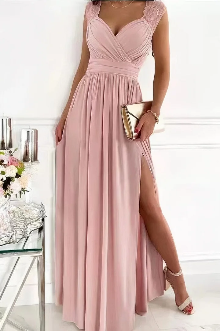 ELEGANT MAXI DRESS WITH OPEN BACK AND SPLIT