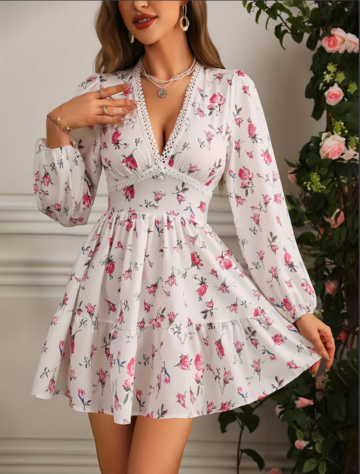 STYLISH FLORAL MINI SUMMER DRESS FOR WOMEN