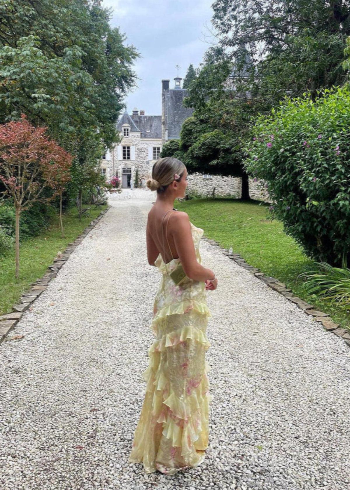 Women’s Floral Ruffle Maxi Dress With Spaghetti Straps