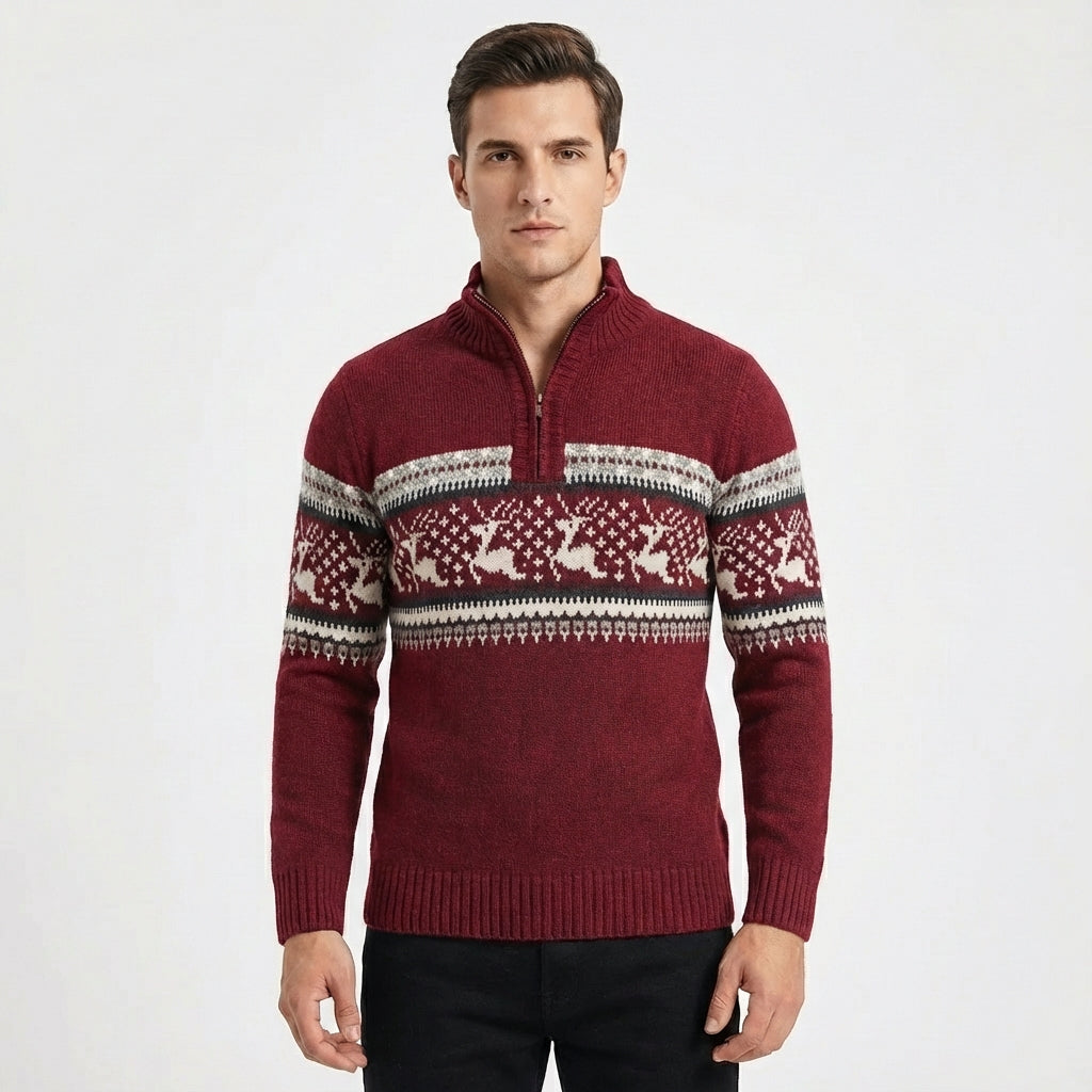 Alan | Men's Quarter-Zip Fair Isle Sweater