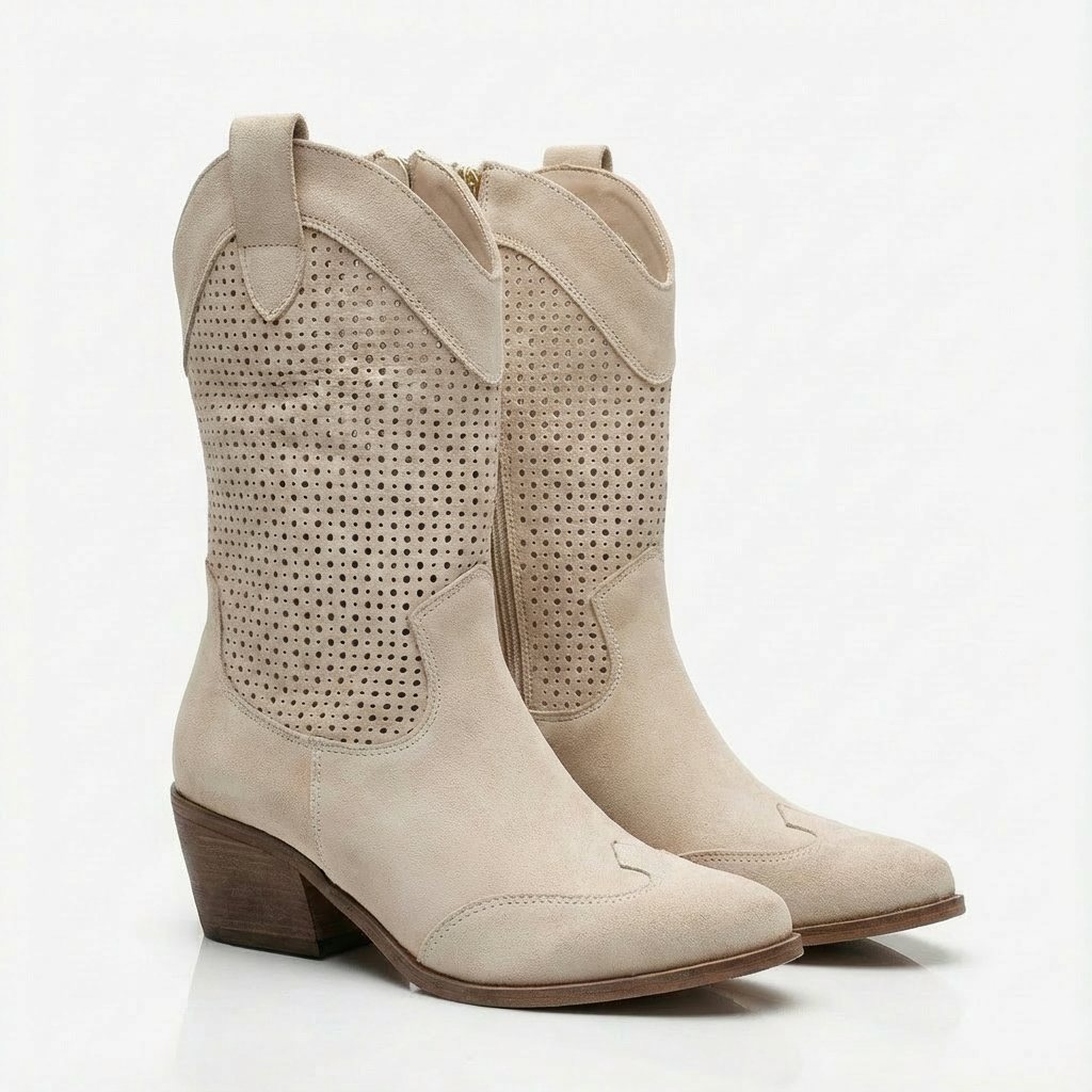 Amelia | Women's Western Boots With Perforated Detail And Pointed Toe | Chic