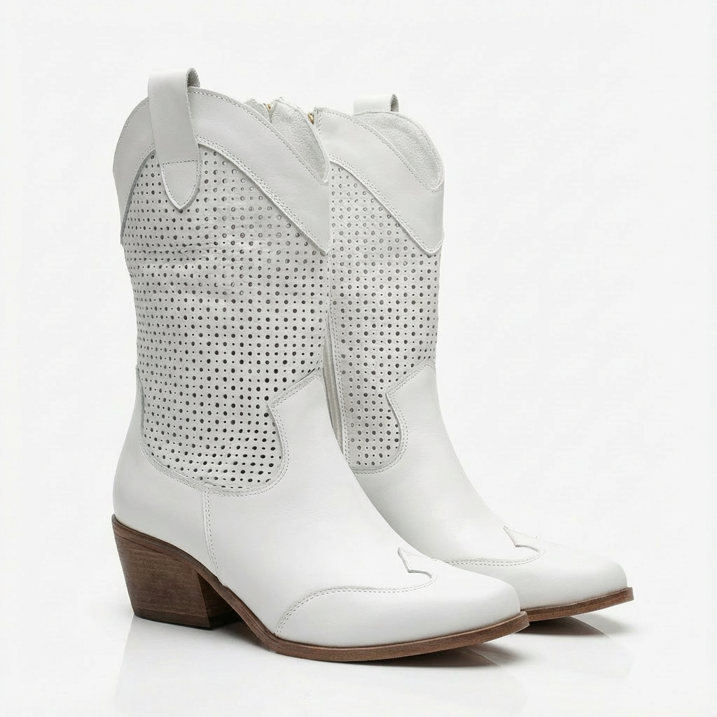 Amelia | Women's Western Boots With Perforated Detail And Pointed Toe | Chic