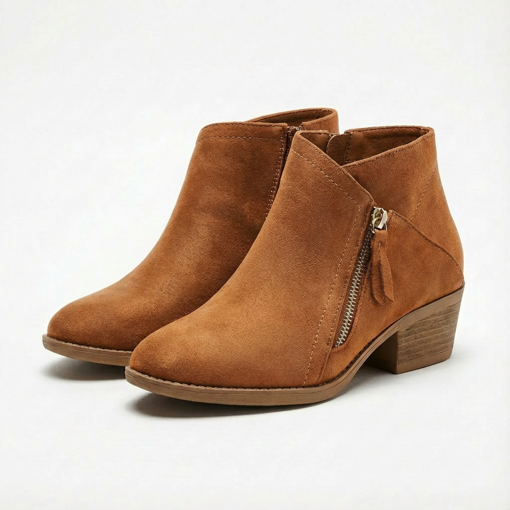 Angela | Women's Block Heel Zip-Up Ankle Boots