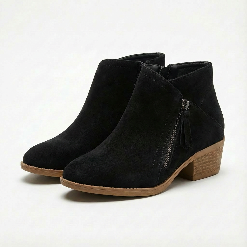 Angela | Women's Block Heel Zip-Up Ankle Boots