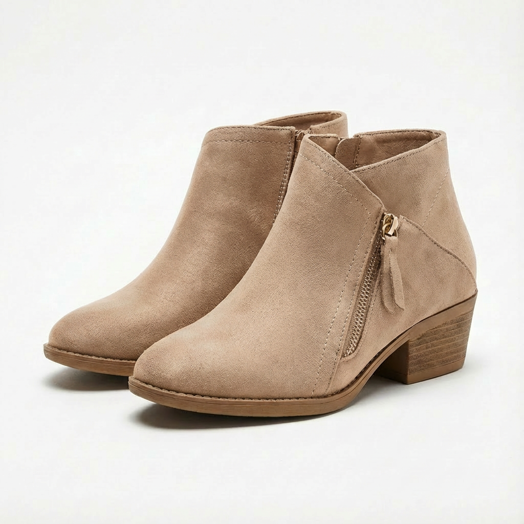 Angela | Women's Block Heel Zip-Up Ankle Boots