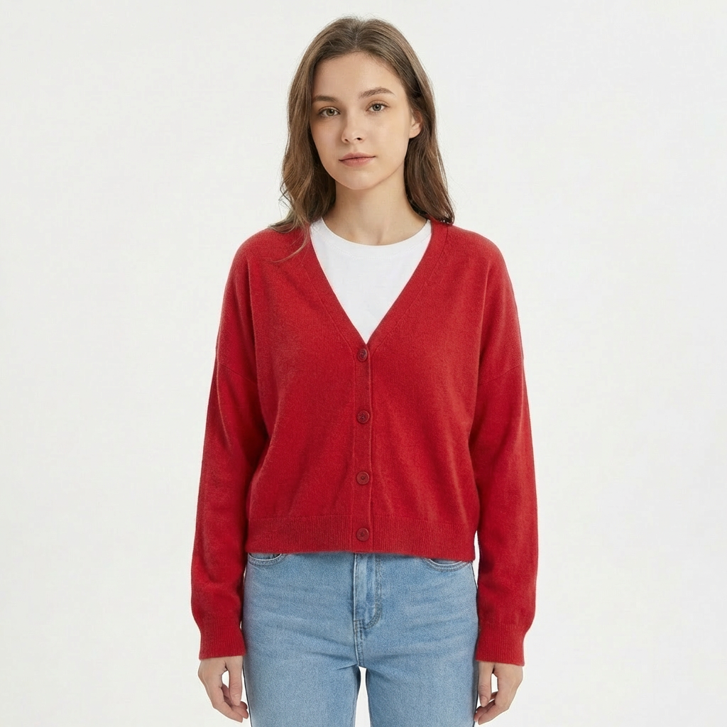 Ava | Women's Cardigan With Button Front And V-Neck | Casual