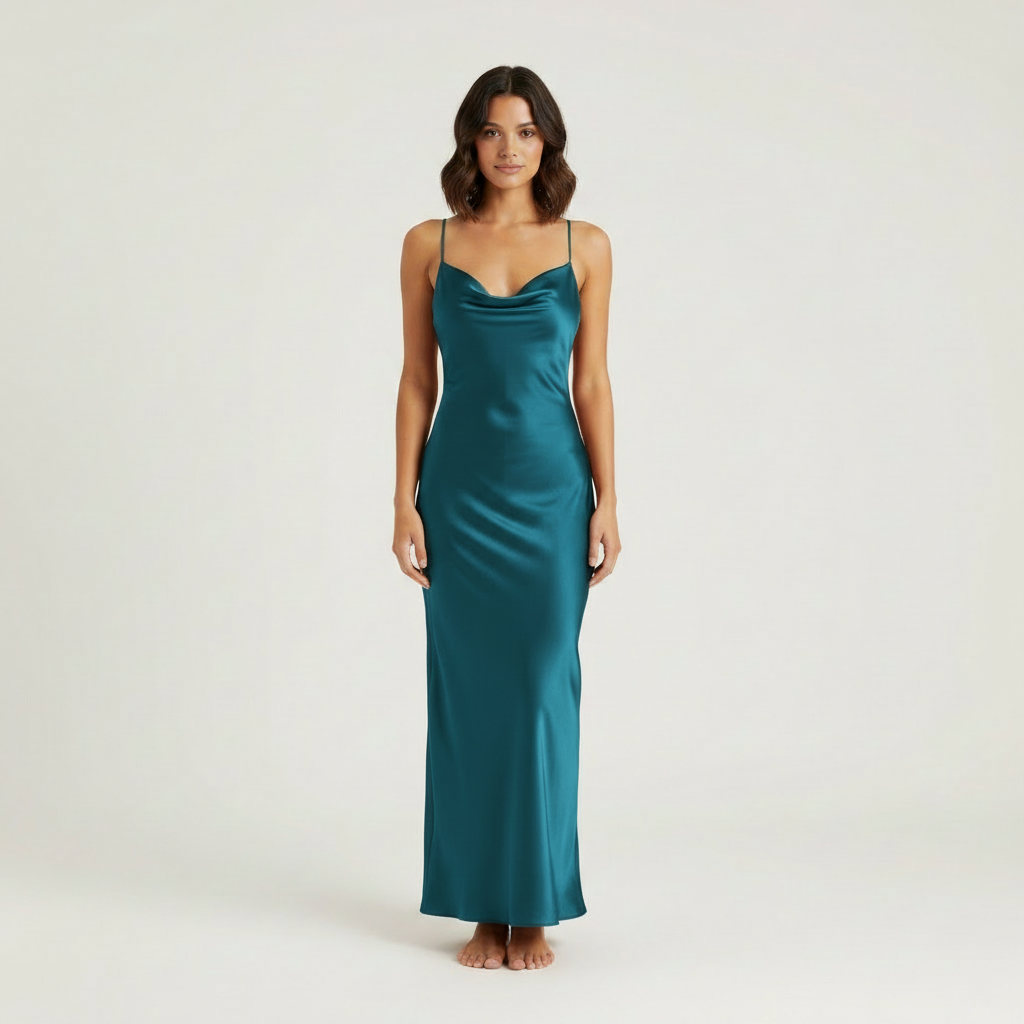 Ava | Women's Maxi Slip Dress With Cowl Front And Spaghetti Straps | Luxe