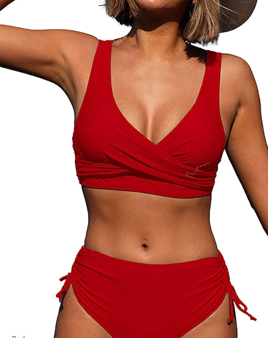 Women's High Waist Bikini Set With Adjustable Straps